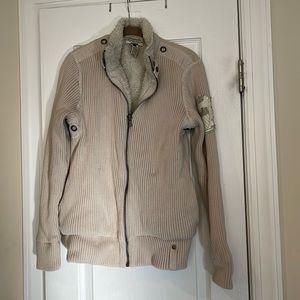 american rag mens sweater jacket 100 polyester- heavy weight new like condition